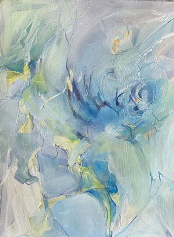 soft aqua mint and yellow abstract painting by Judy McSween