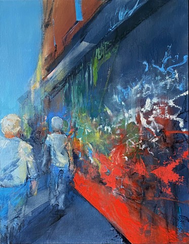 Walking along a graffiti wall in Dublin by Judy McSween  Ireland series