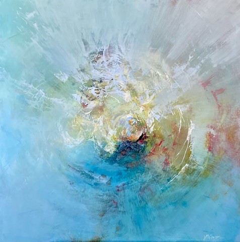 Abstract oil painting suggesting windy movement by Judy McSween