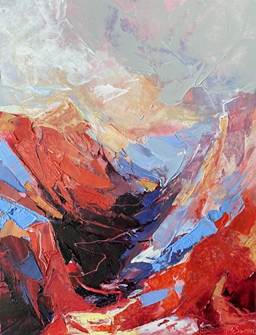 painting of orange red canyon landscape by Judy McSween