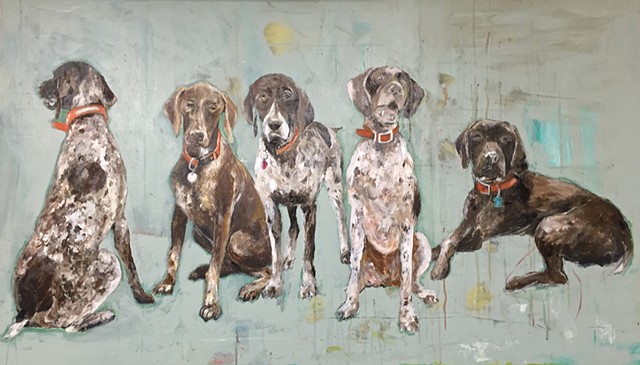 German Shorthaired Pointer Dogs painting by Atlanta artist Katherine McClure