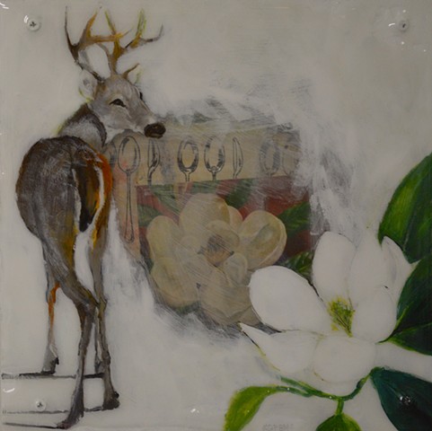 Deer Art Magnolia by Katherine Bell McClure @KMcClureArtist