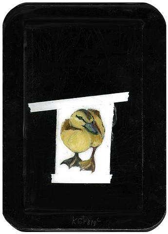 mixed media duckling painting by Katherine Bell McClure