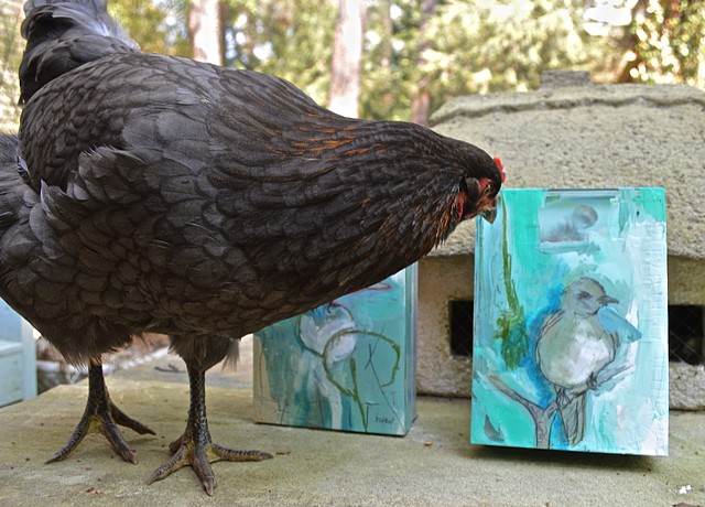 Chicken Art Outside the Artist's Studio by Katherine Bell McClure