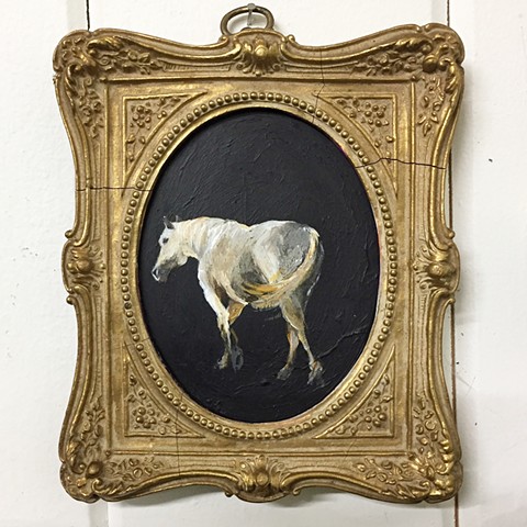 vintage frame with horse painting by Katherine Bell McClure