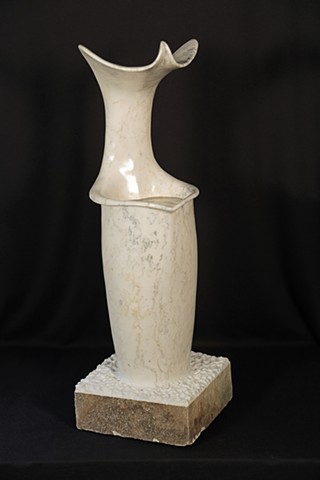 Marble sculpture of an Alata Night sarracenia plant.