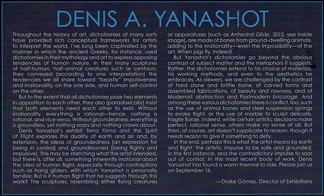 Invitation Essay of  Denis A. Yanashot's "Terra Firma & The Spirit Of Flight" Exhibition by Drake Gomez 