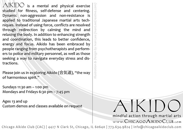 Chicago Aikido Club postcard (back)