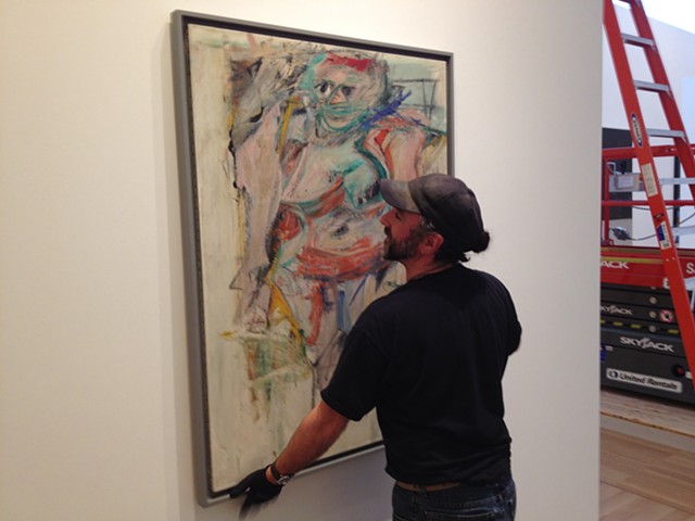 Installing over one hundred important 20th century American Artworks at Stanford University, (above: installing a painting by famed Abstract Expressionist Willem DeKooning)
Lead Installer, Stanford University Anderson Collection of American Art