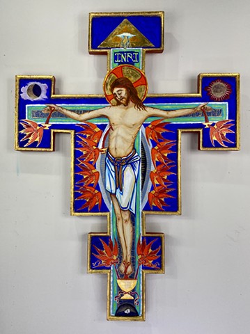 Painted Crucifix for private prayer shrine