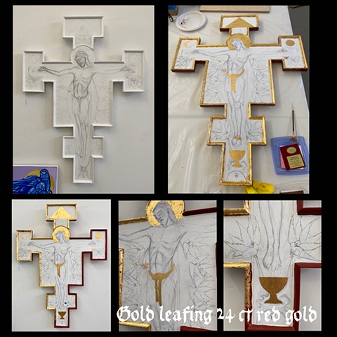 Design transfer, and gold leafing 