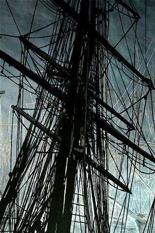 detail
'The Forest of Masts'
designed handpainted mural backdrop for National Park Service,
San Francisco Maritime National Historic Park, 
Visitor Center II, San Francisco CA