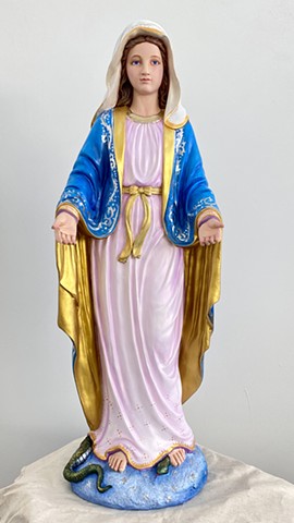 Polychrome of Blessed Mary statue for Saint Dominic’s Catholic Church, Benicia CA