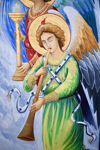 Detail, Tabernacle mural painting, St. Dominics Catholic Church, Benicia CA