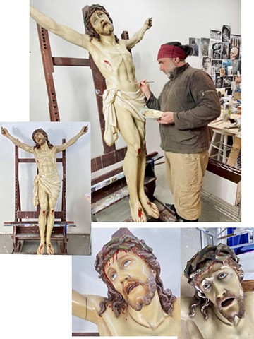 Restoration of 80+ year-old Corpus of Christ statue. 