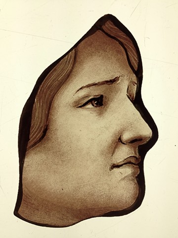 face of a grieving mother - glass painting