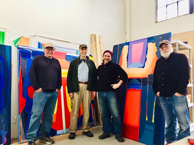 Studio visit by the great stained glass artists Peter Mollica, Arthur Stern and craftsman Bob Shanks