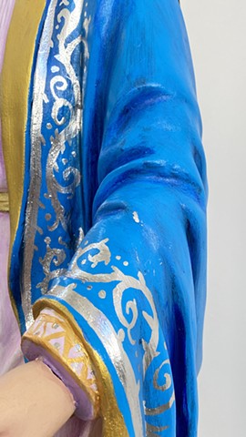 (Detail) Polychrome of Blessed Mary statue for Saint Dominic’s Catholic Church, Benicia CA