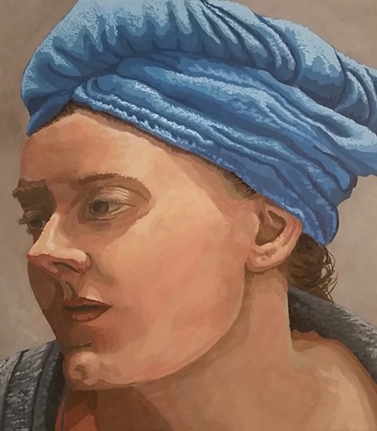 Portrait of Jen with blue scarf