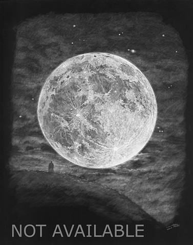 Full moon art night time art couple under a full moon