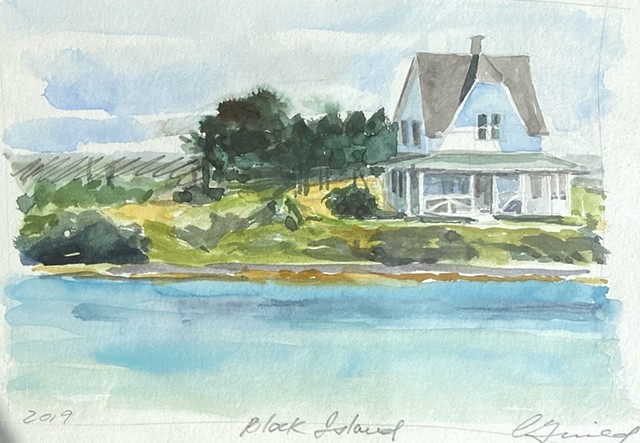 House on Block Island watercolor of Block Island cynthia guild artist