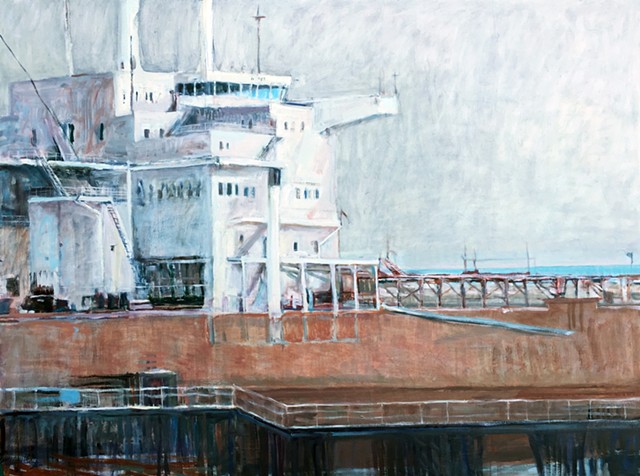 freighter painting, ship painting