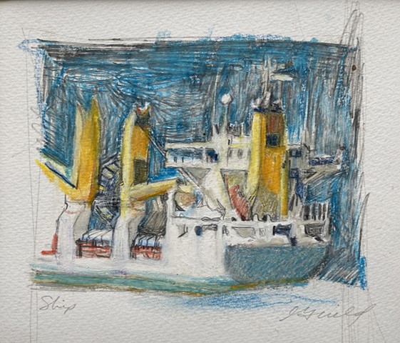 freighter art, freighter drawing, artist cynthia guild