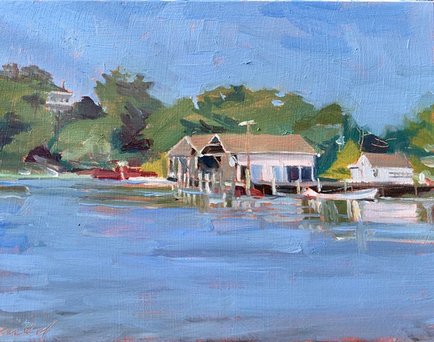 painting of hadley harbor near woods hole ma