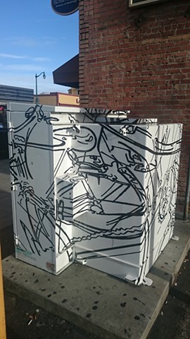 I Want to Ride My Bike, 2014, archival ink, vinyl transfer, power box, 5‘x5’x5’