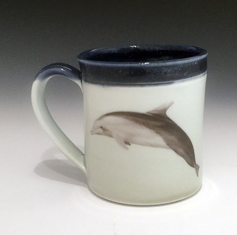 mugs, dolphin, LBI, jersey shore, pottery