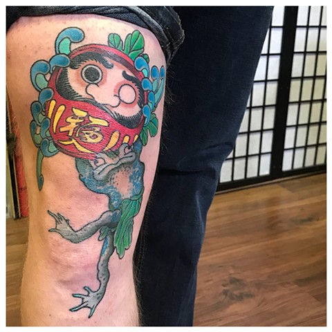 Daruma frog Japanese tattoo irezumi horimono leeds