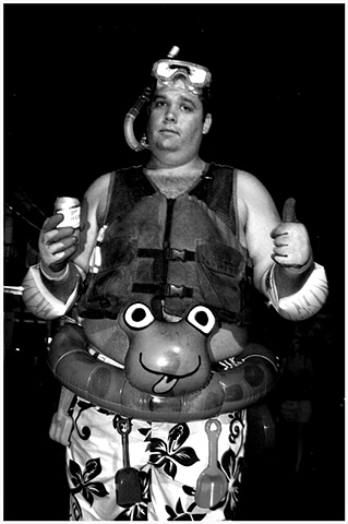 Steve poses for a portrait in his Scuba Steve costume at Mid-Summer Mardi Gras. 