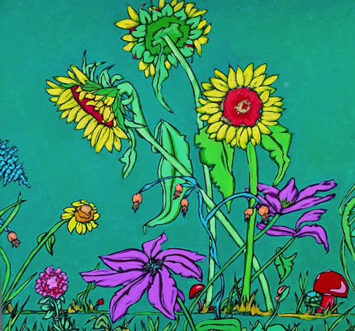 art margaux, floral paintings, maggie wolszczan, sunflowers, garden, state college