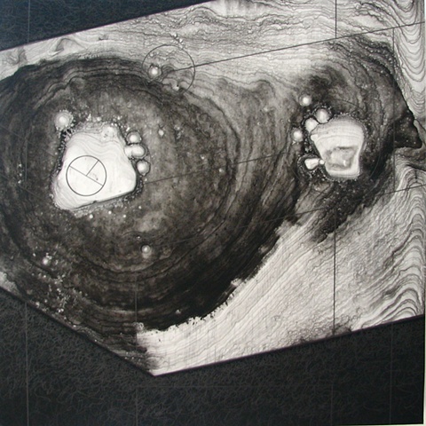 Michael Boonstra, Oregon artist, evaporated ink drawing.