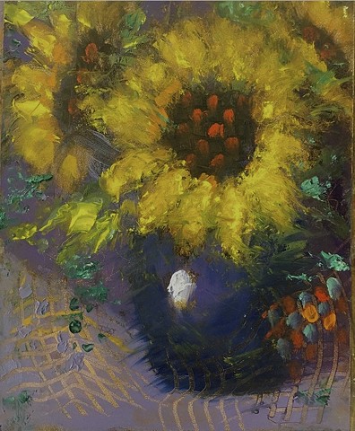Blue Vase with Sunflowers