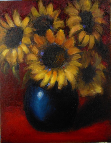 Sunflowers on Red 