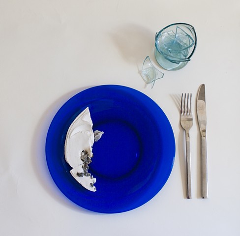 Dinner Setting With Blue Plate 