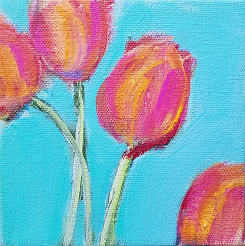 SOLD Tulips on Turquoise