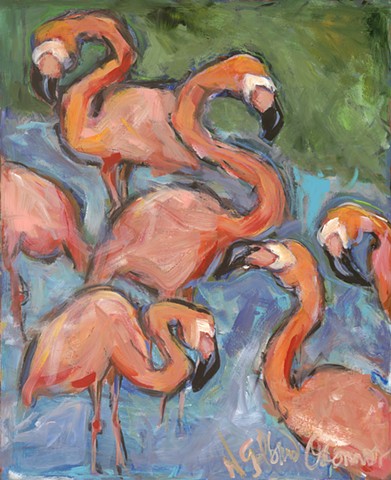 SOLD Flamingos