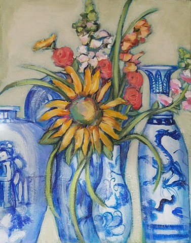 Vases with Flowers  SOLD