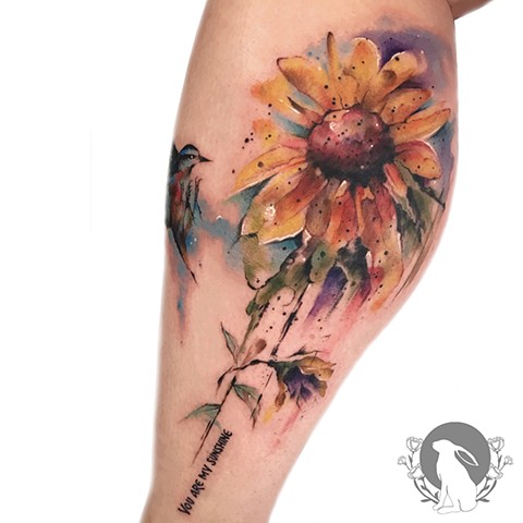 Watercolor Sunflower tattoo