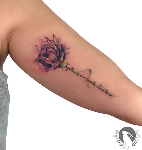 Watercolor Flower and quote tattoo