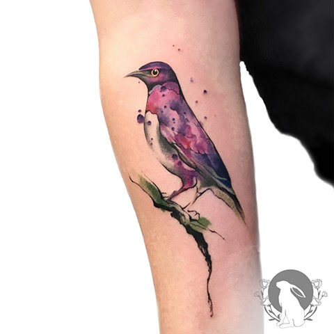 Watercolor pidgeon bird tattoo