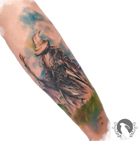 Watercolor Gandalf tattoo