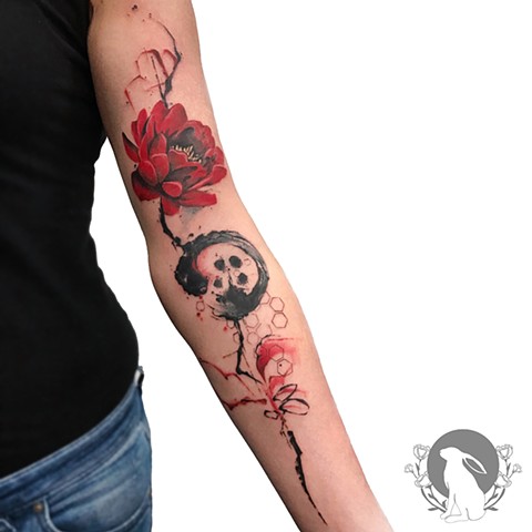 Flower enso geometric tattoo