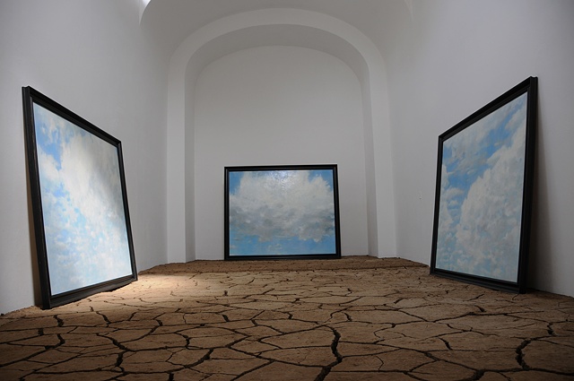Three Clouds In Waiting Painting Installation