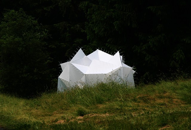 Sanctum - A translucent light retreat constructed of corrugated plastic and cable ties 