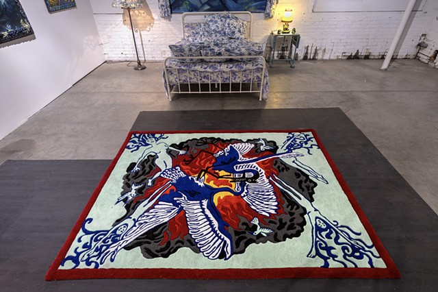 Fighting Cranes Rug