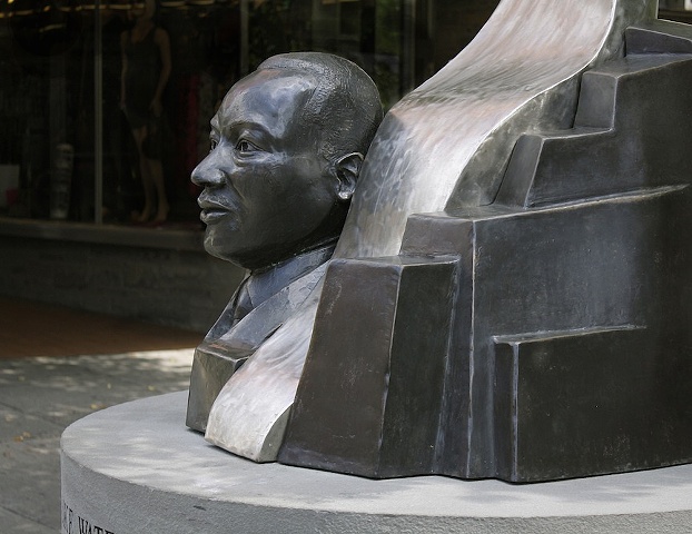 Detail of MLK Sculpture on the Ithaca Commons