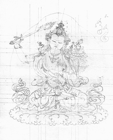 My first drawing of Manjushree, the Buddha of Wisdom